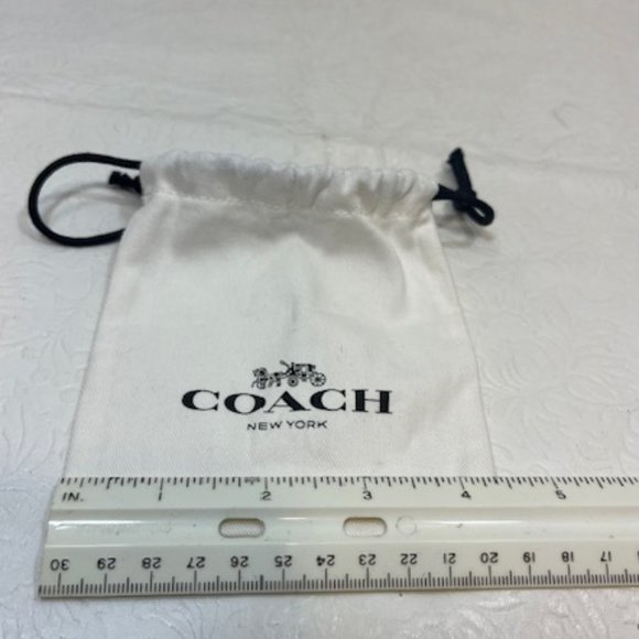 COACH Designer Mini Jewelry Cotton Drawstring Bag White 4.5"x5" - Picture 5 of 6